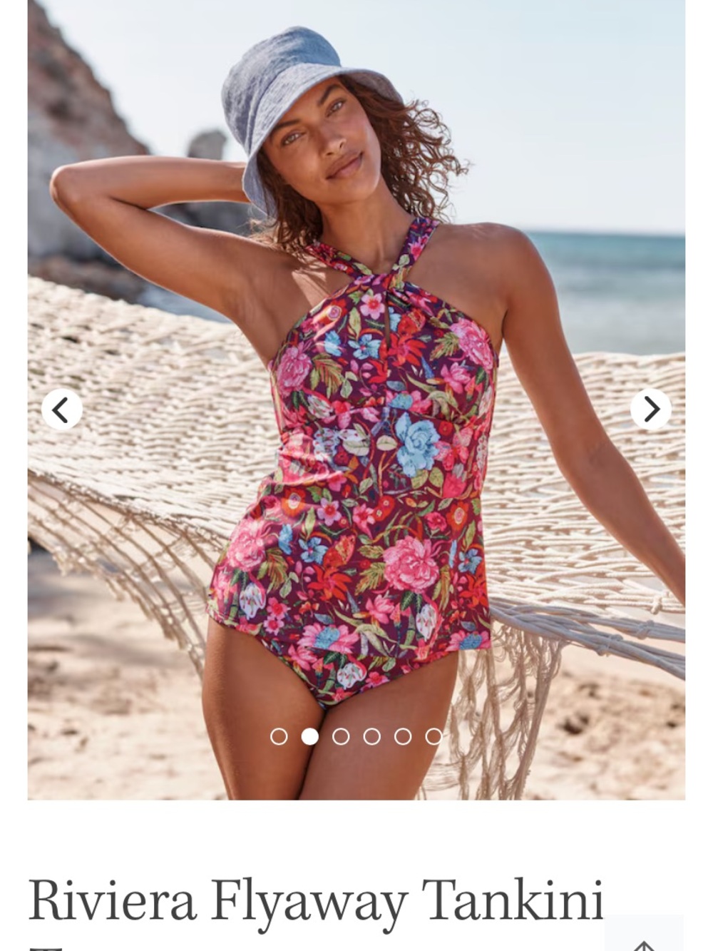 Garnet Hill Floral Halter Tankini in Pink and Blue